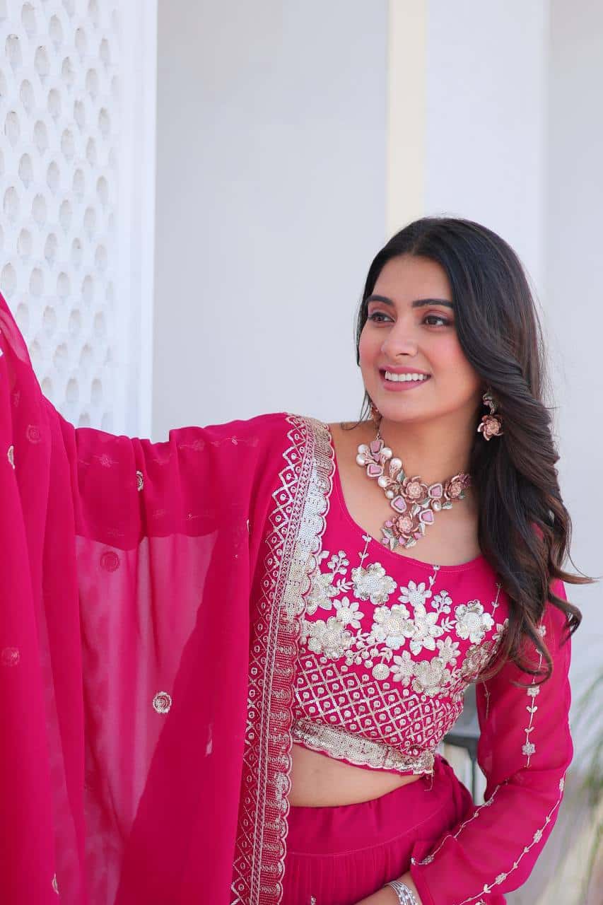 Women's faux georgette wedding wear readyto wear lehenga set