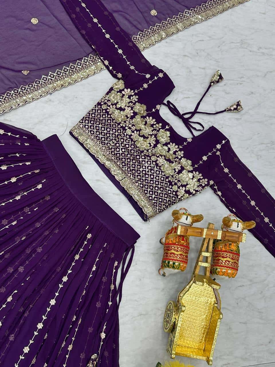 Women's faux georgette wedding wear readyto wear lehenga set