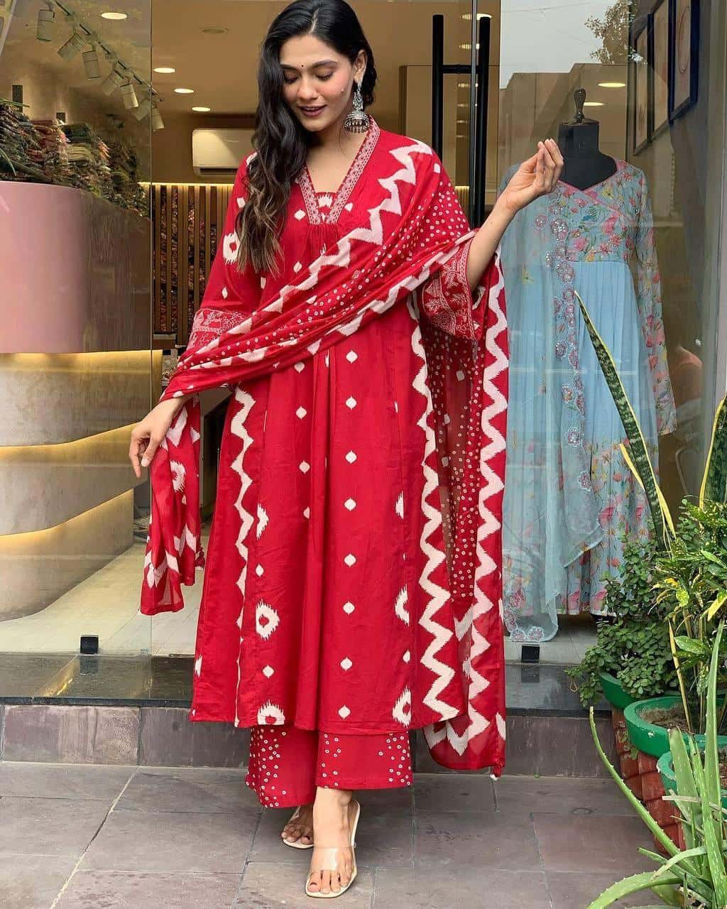 Heavy pure cotton fabric anarkali suit sets