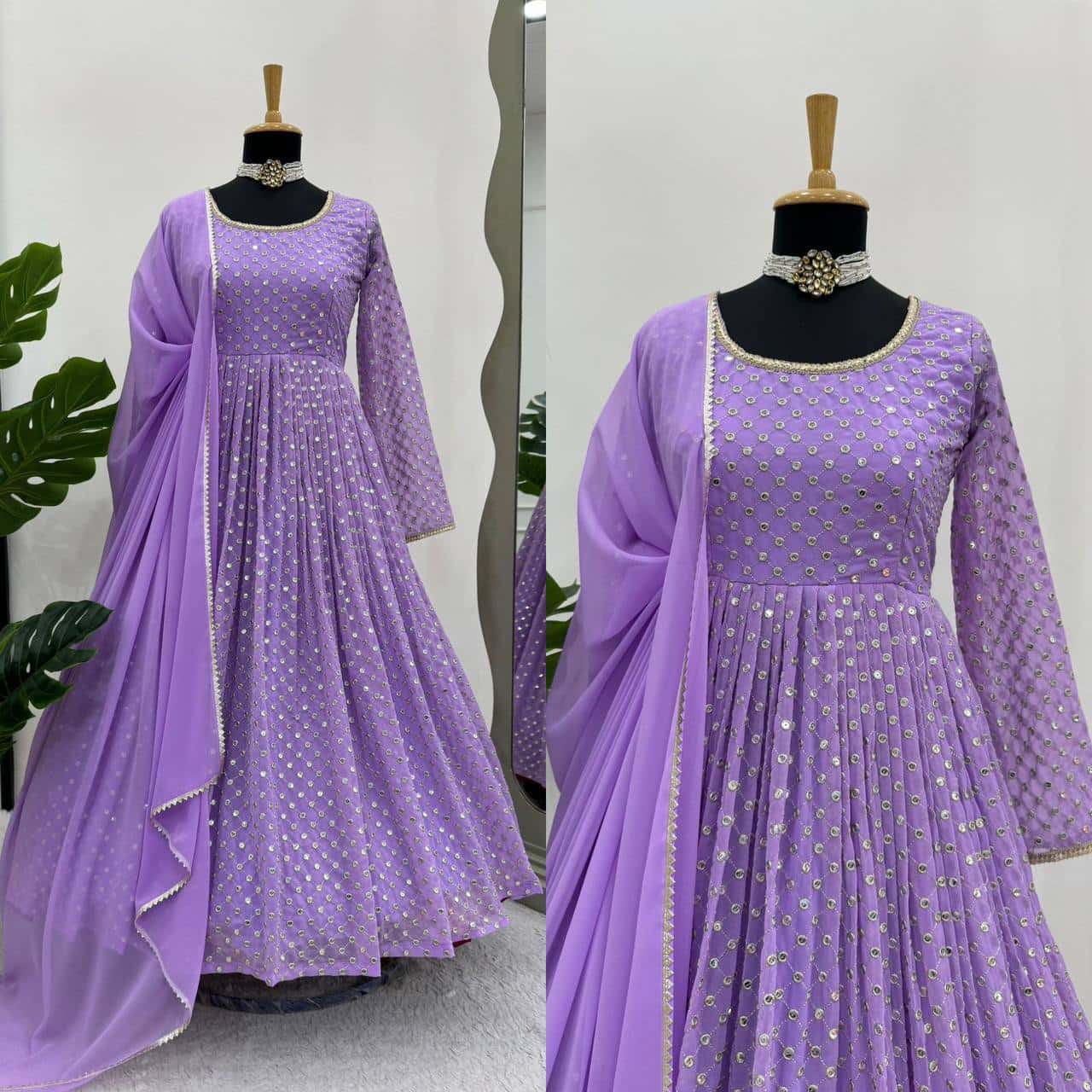 Party wear heavy gown with dupatta sets