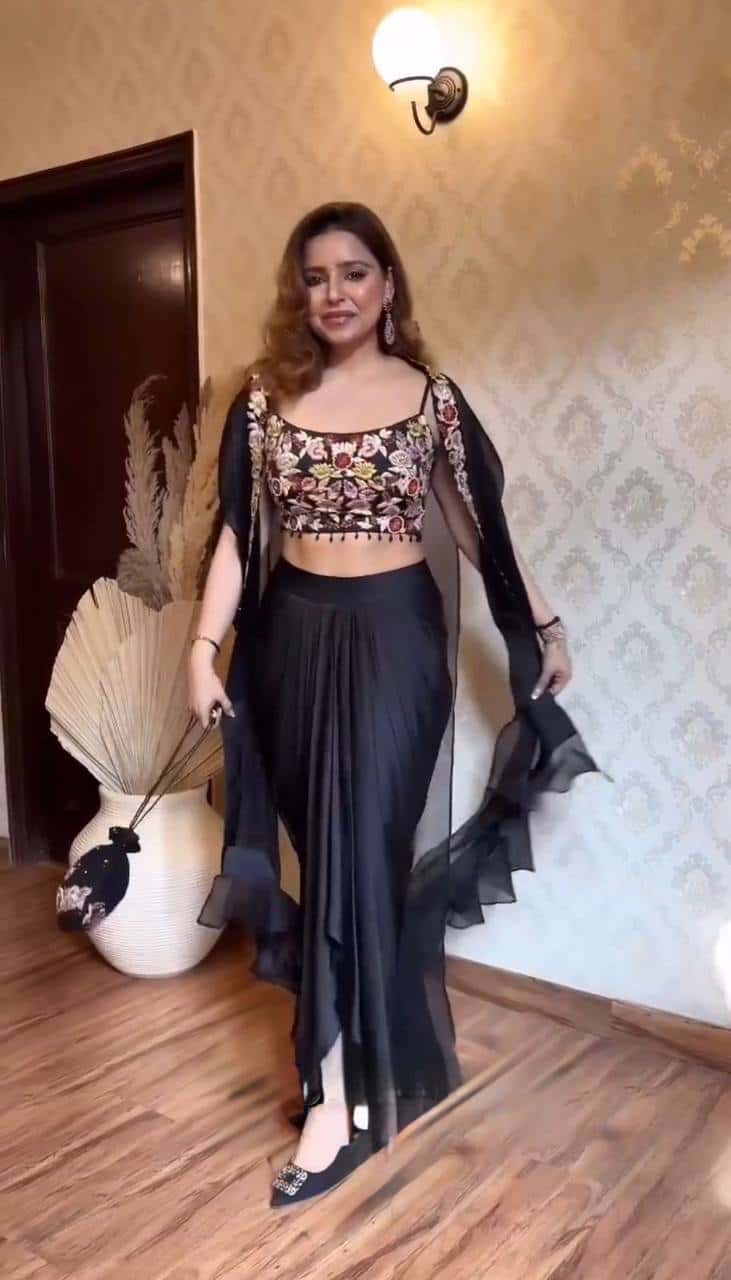 Womens designer choli dhoti with shrug sets