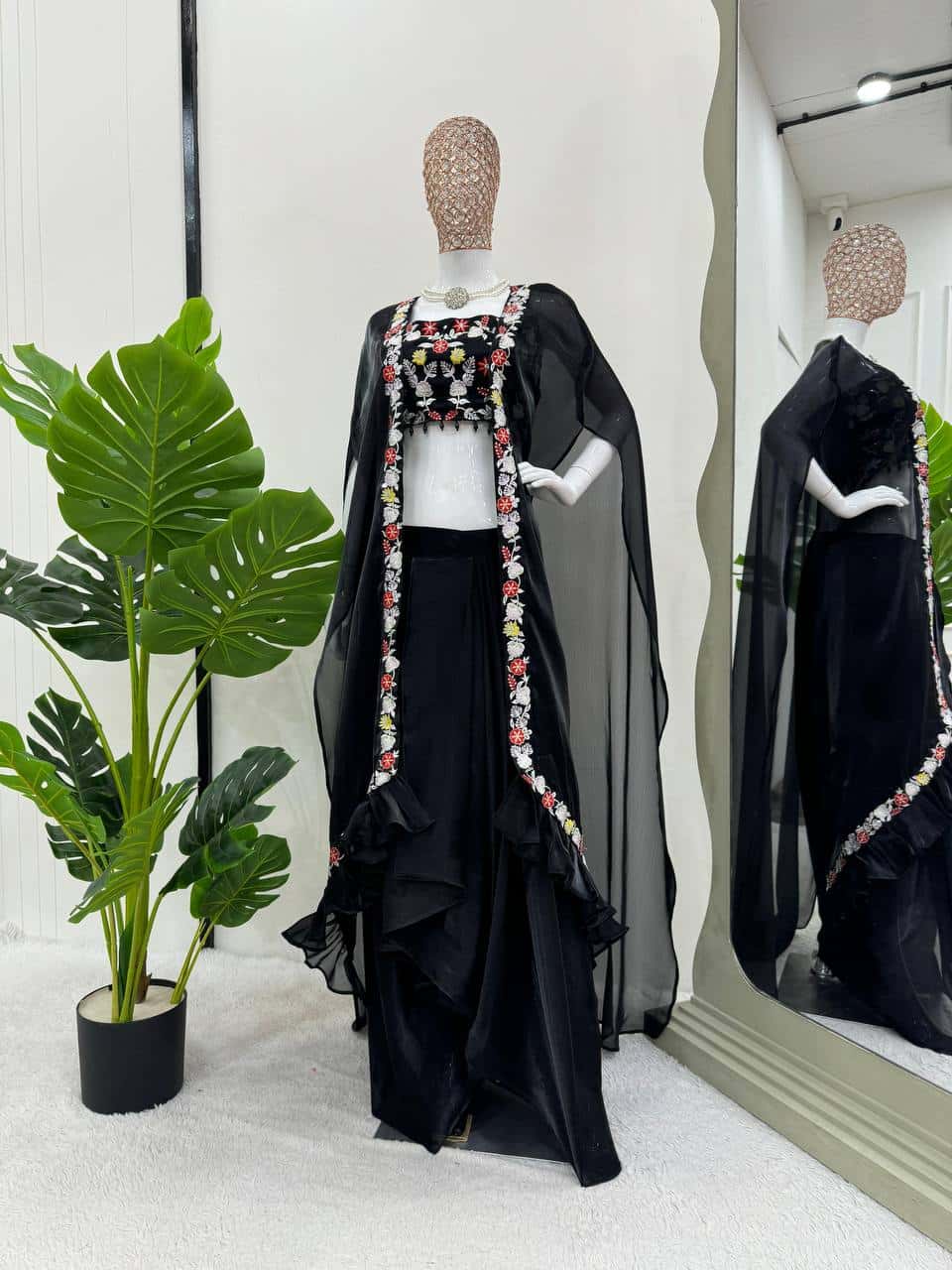 Womens designer choli dhoti with shrug sets