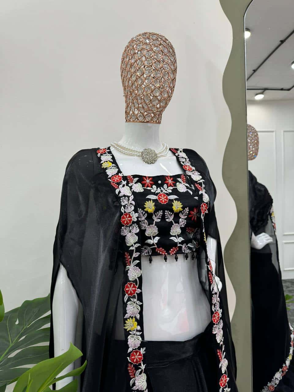 Womens designer choli dhoti with shrug sets