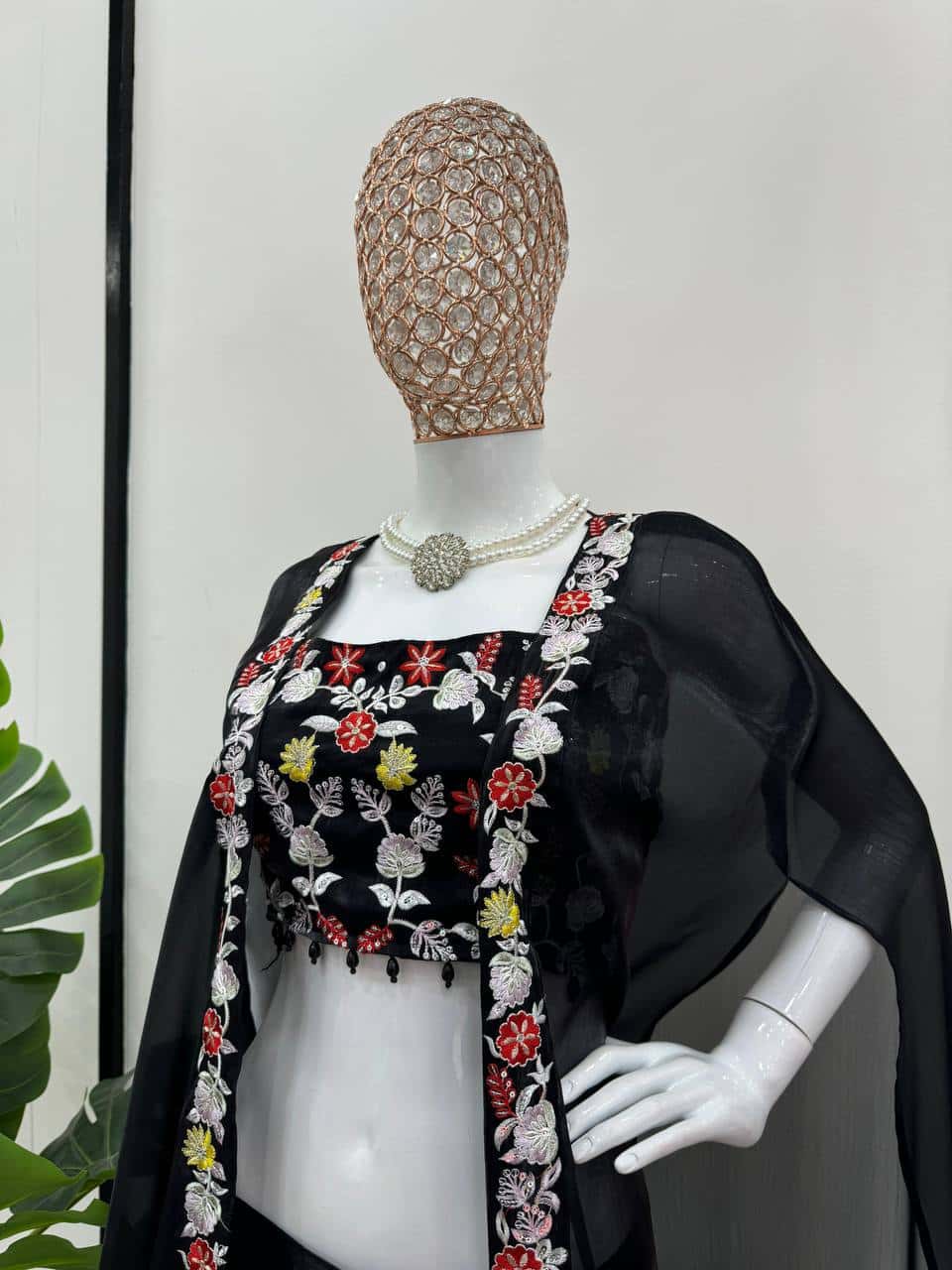 Womens designer choli dhoti with shrug sets