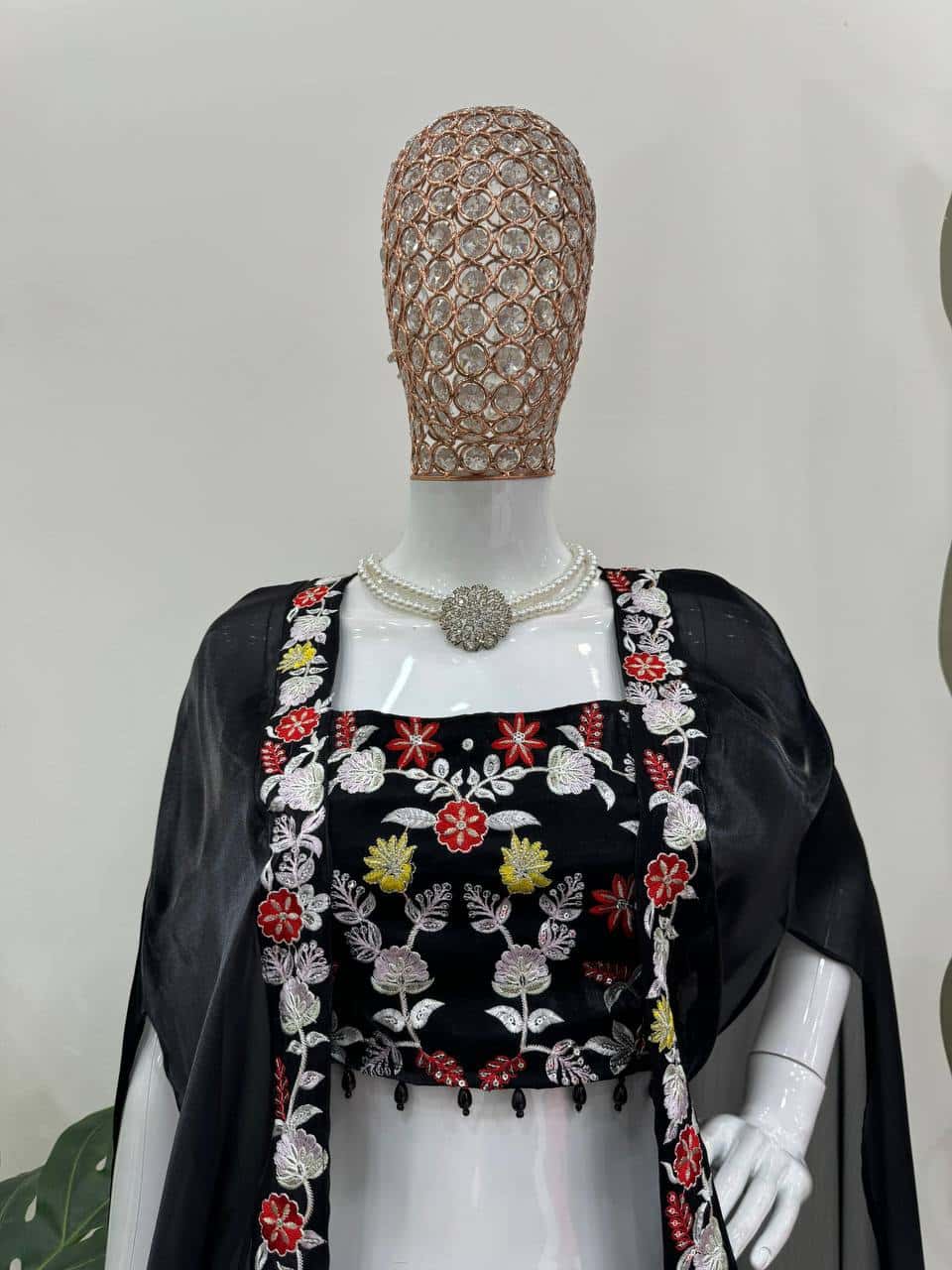 Womens designer choli dhoti with shrug sets
