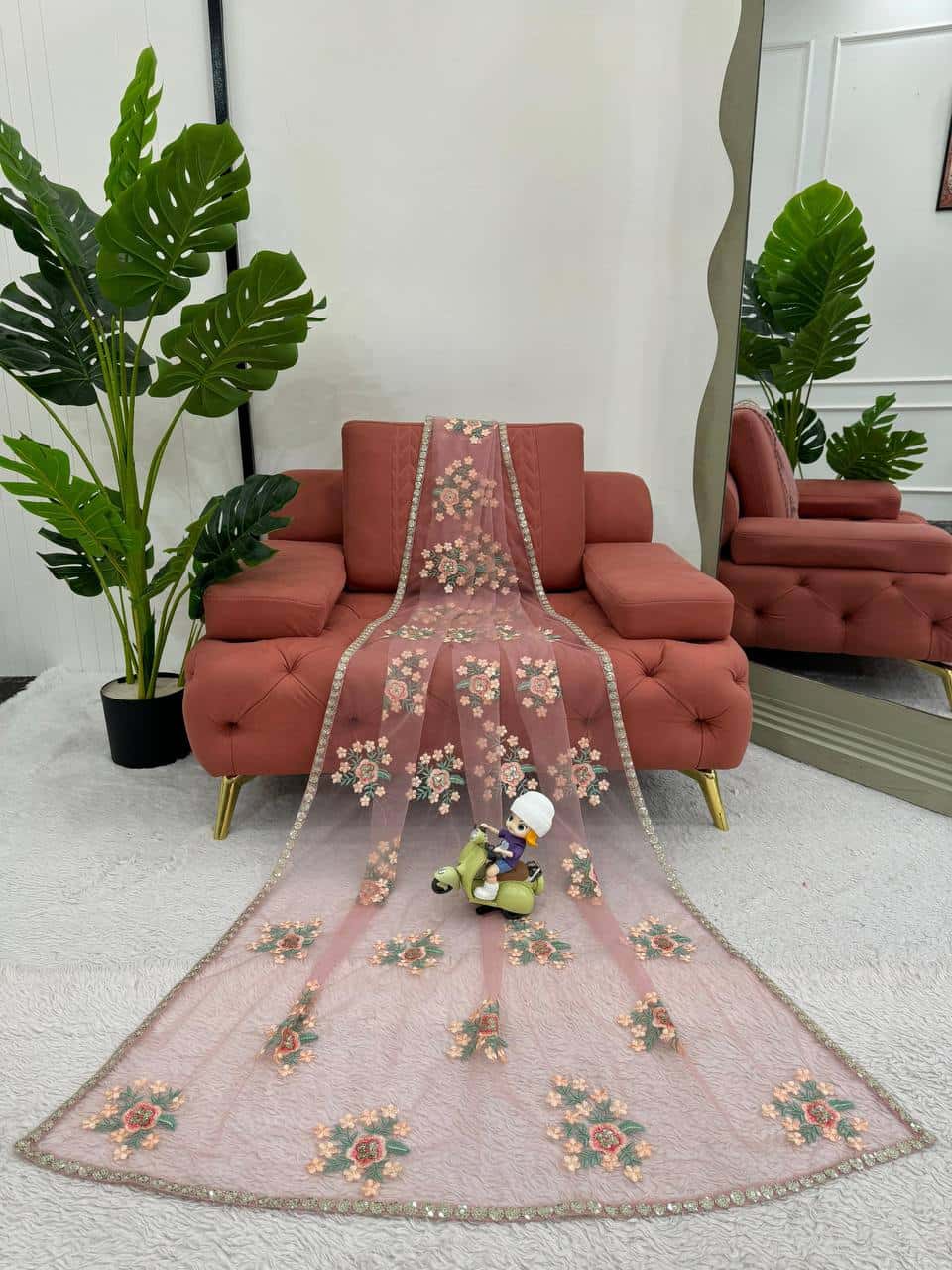 Soft net designer sraee ( un-stitched blouse )