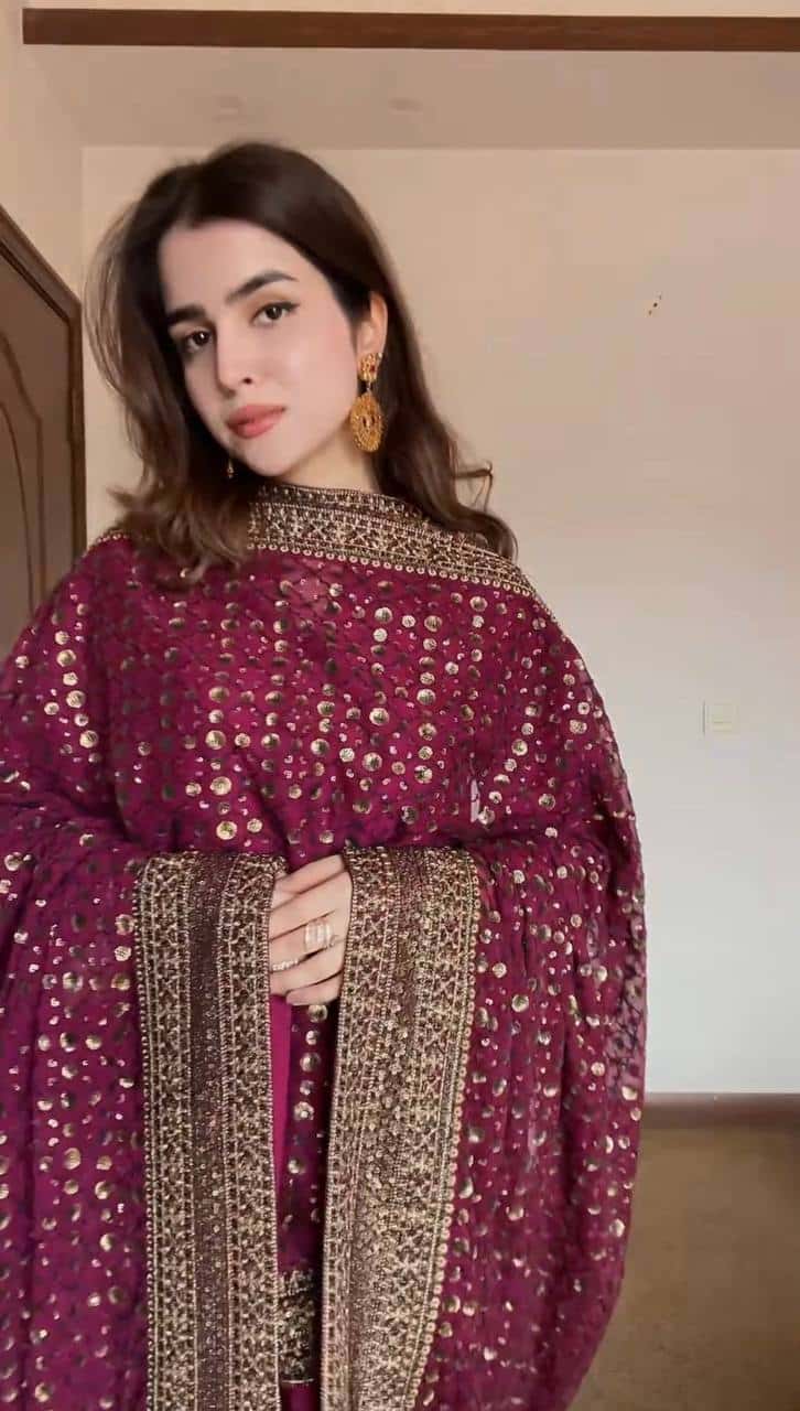 Solid Monsoon silk kurta pant with heavy thread work dupatta sets