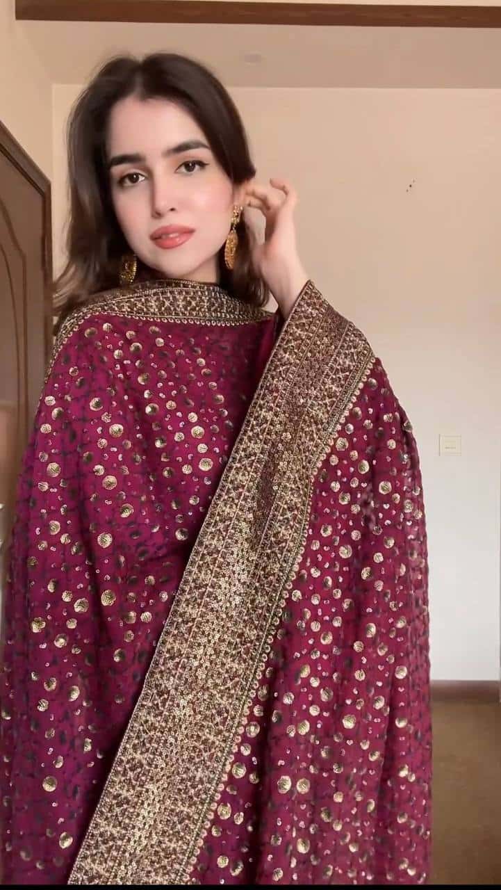 Solid Monsoon silk kurta pant with heavy thread work dupatta sets