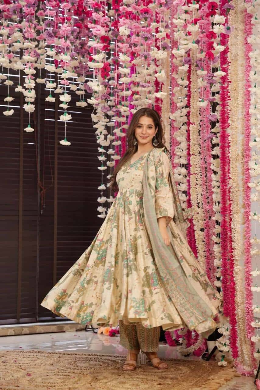 3 pc suit set for women,Soft cotton anarkali suit