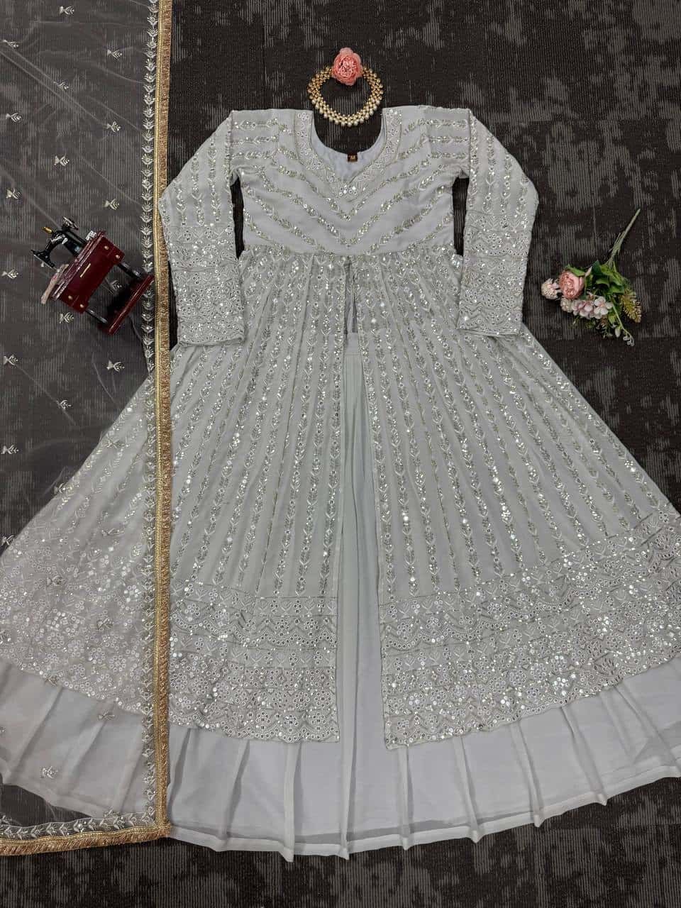 Women's designer front cut choli lehenga with dupatta sets