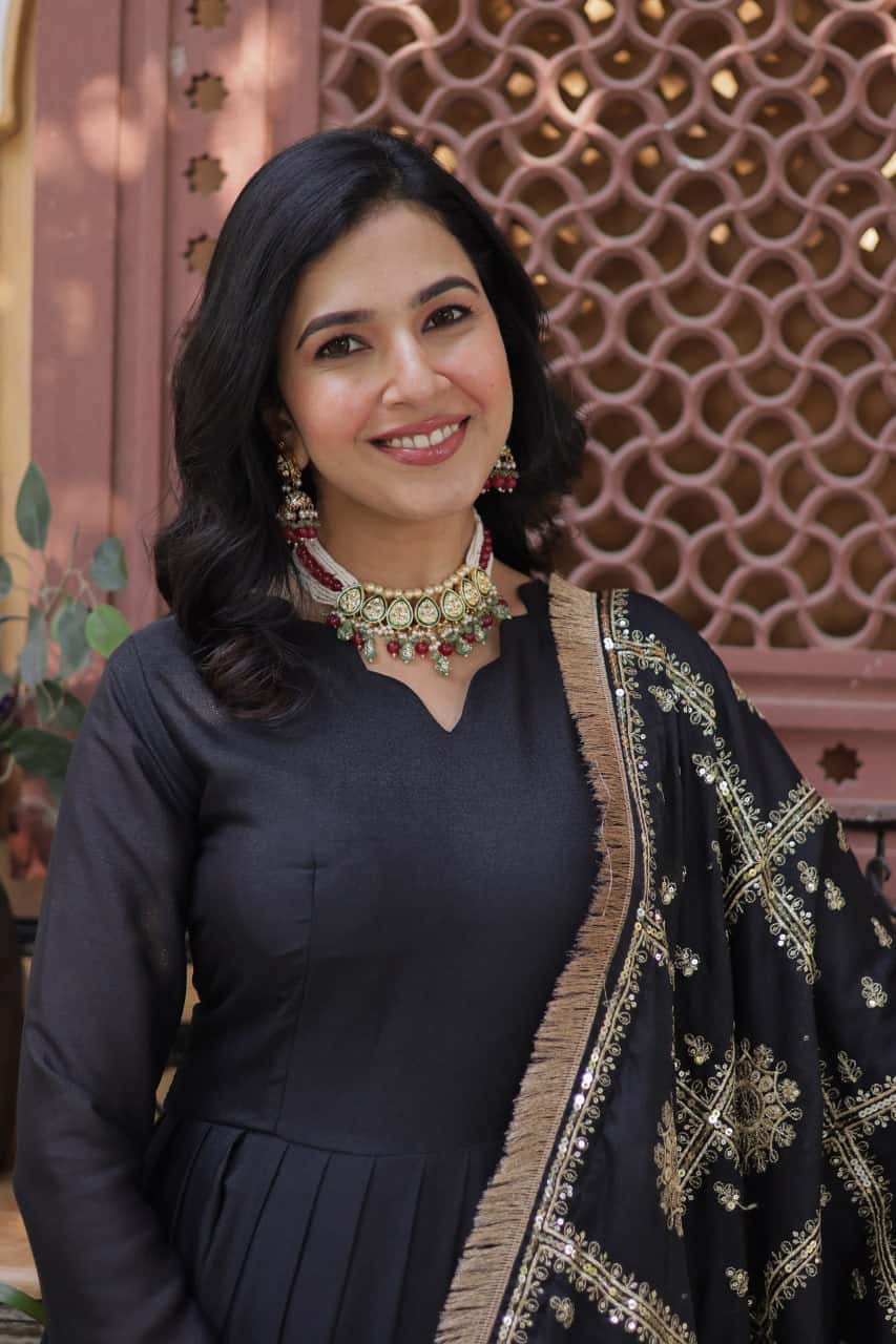 "Embroidered Star Georgette Gown with Sequins and Designer Dupatta"