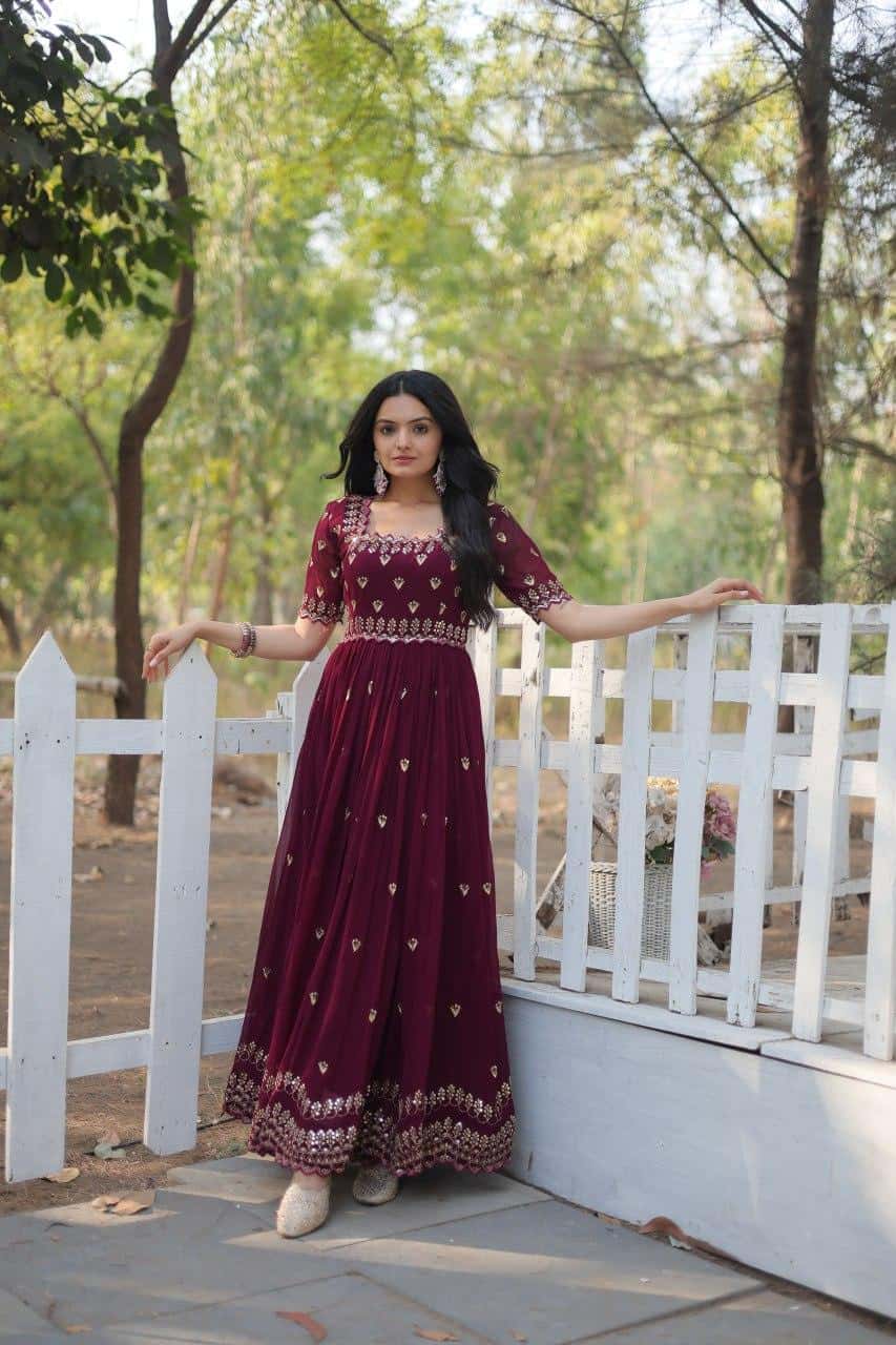 Heavy handwork Sequins work gown for women
