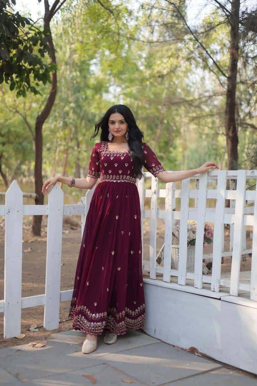 Heavy handwork Sequins work gown for women