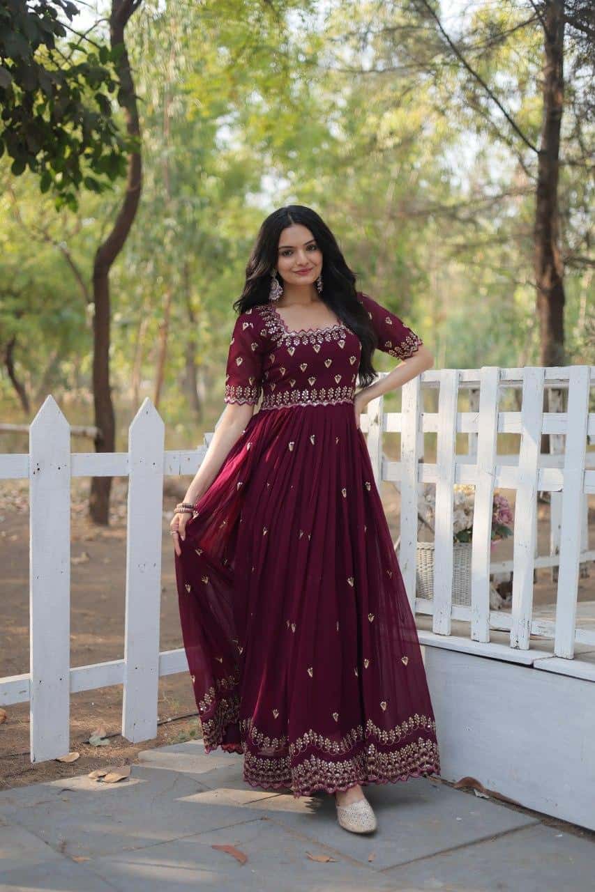 Heavy handwork Sequins work gown for women