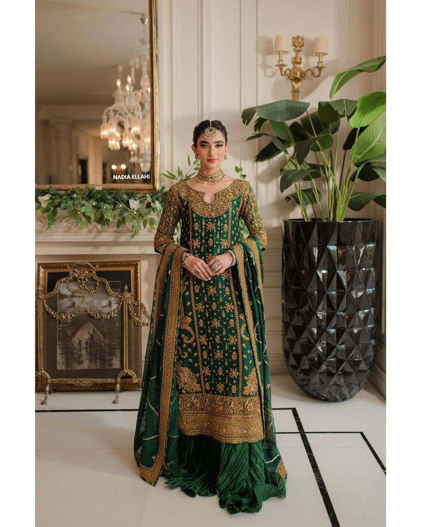 “Elegant Georgette Kurti & Sharara Set with Sequence Embroidery and Lace Work”