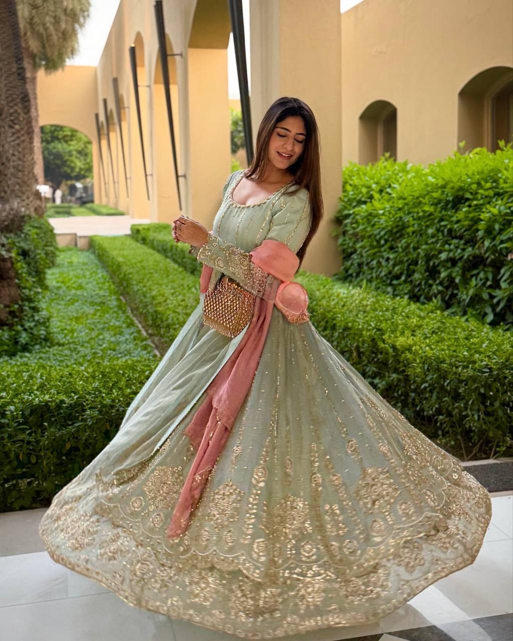 Women Anarkali star georgette kurta lehenga with dupatta sets