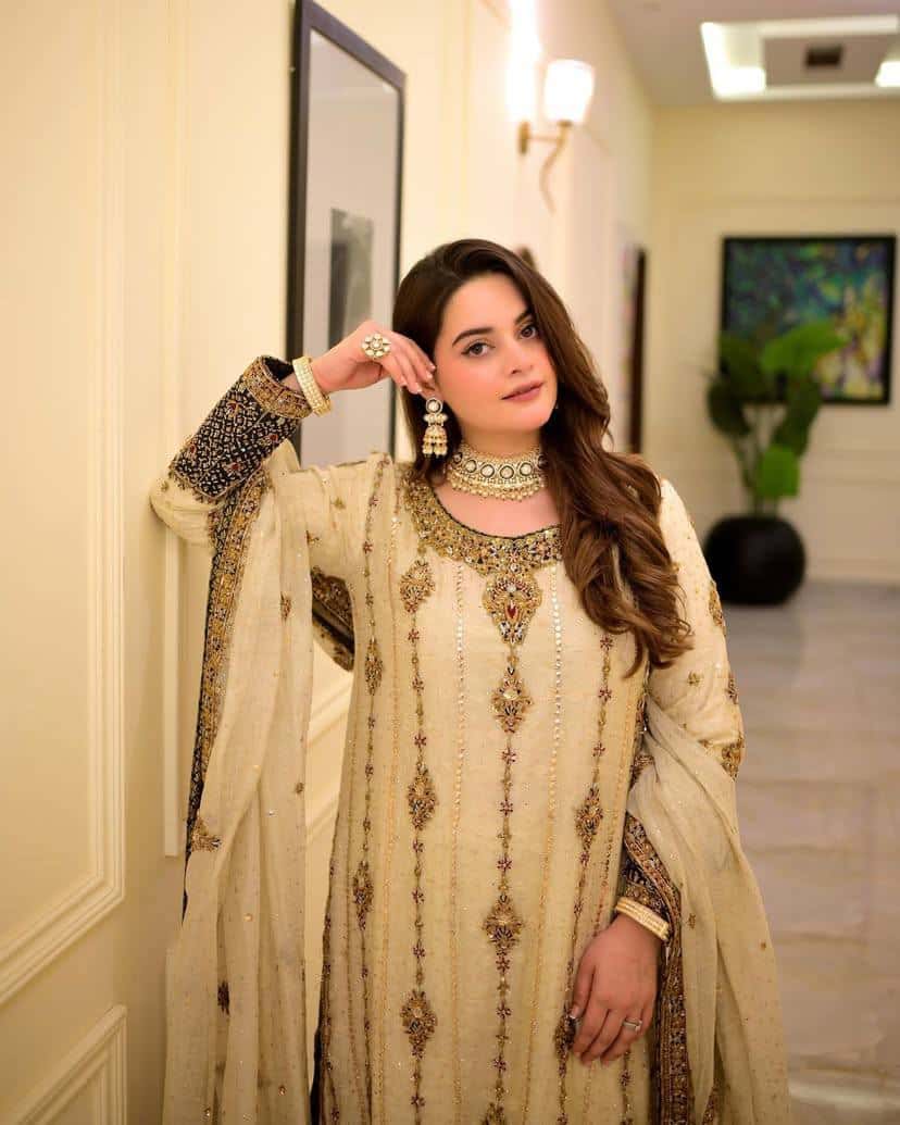 "Luxury Heavy Georgette Embroidered Suit Set with Sequins, Zari & Rivet Detailing"