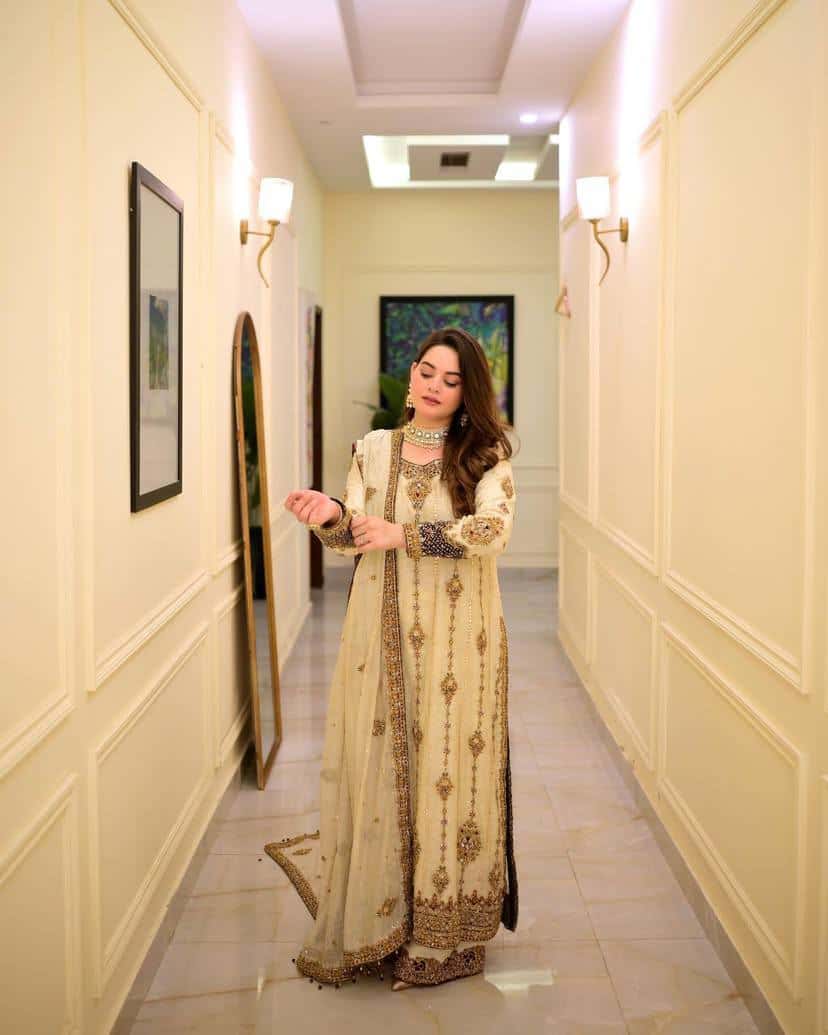 "Luxury Heavy Georgette Embroidered Suit Set with Sequins, Zari & Rivet Detailing"