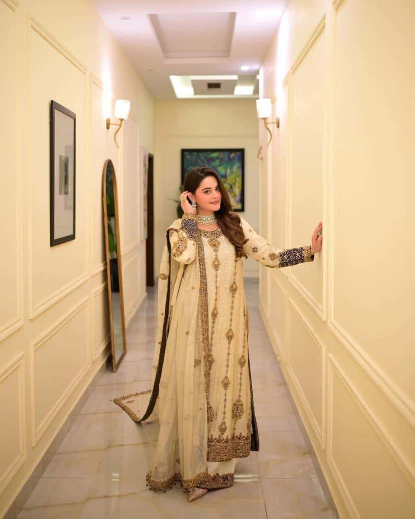 "Luxury Heavy Georgette Embroidered Suit Set with Sequins, Zari & Rivet Detailing"