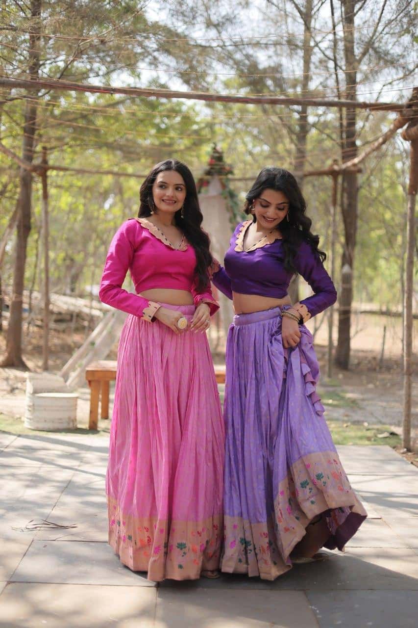 Pure Dyable Viscose Jacquard with Kalamkari Lehenga with Blouse