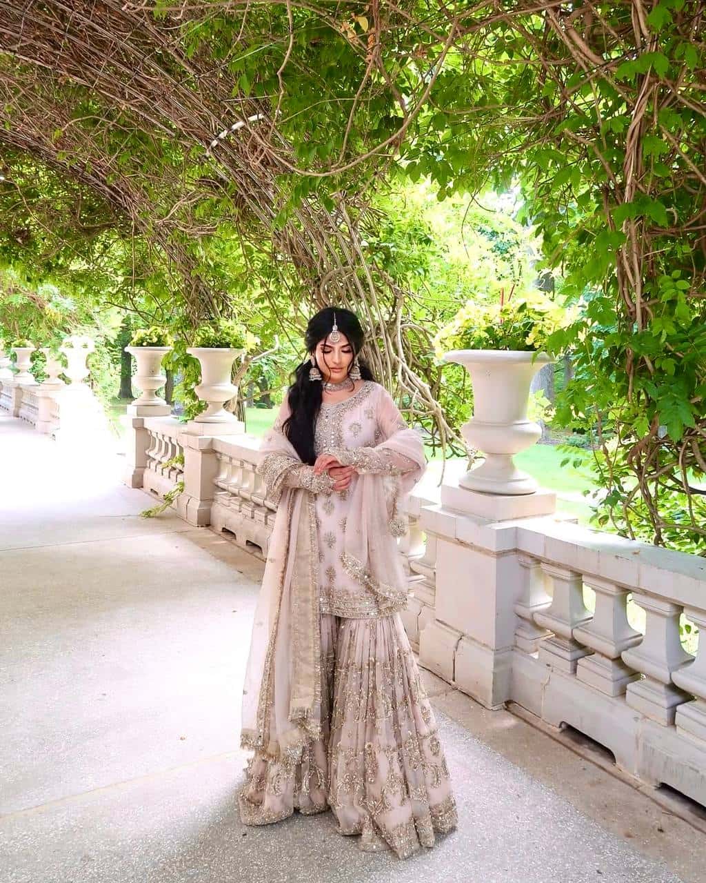 "Heavy Faux Georgette Embroidered Sequence & Mirror Work Top with Plazzo and Dupatta Set"