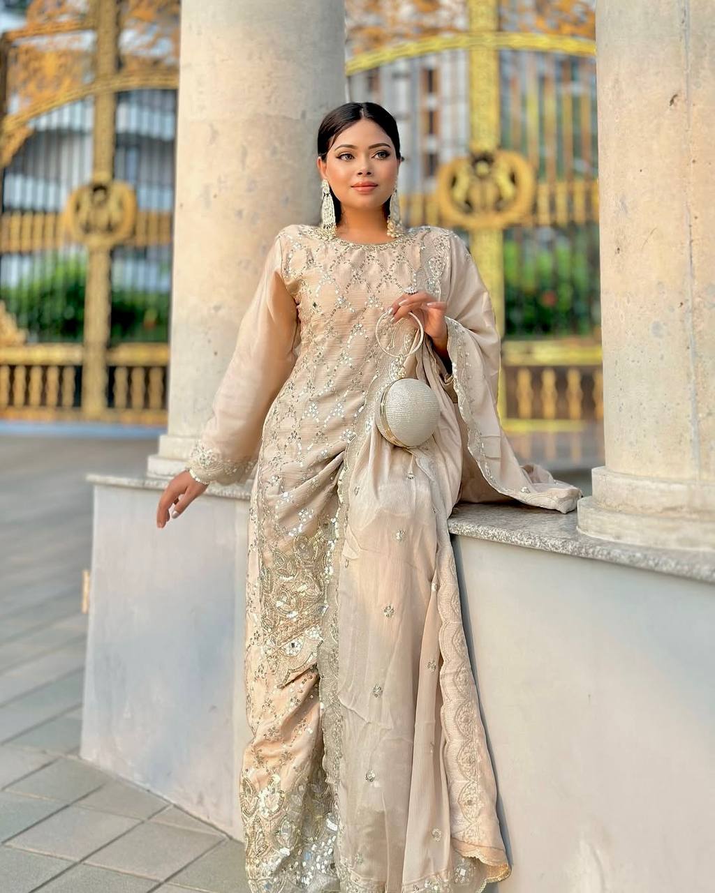 New Sharara Collection - Faux Georgette Top-Bottom and Dupatta Set