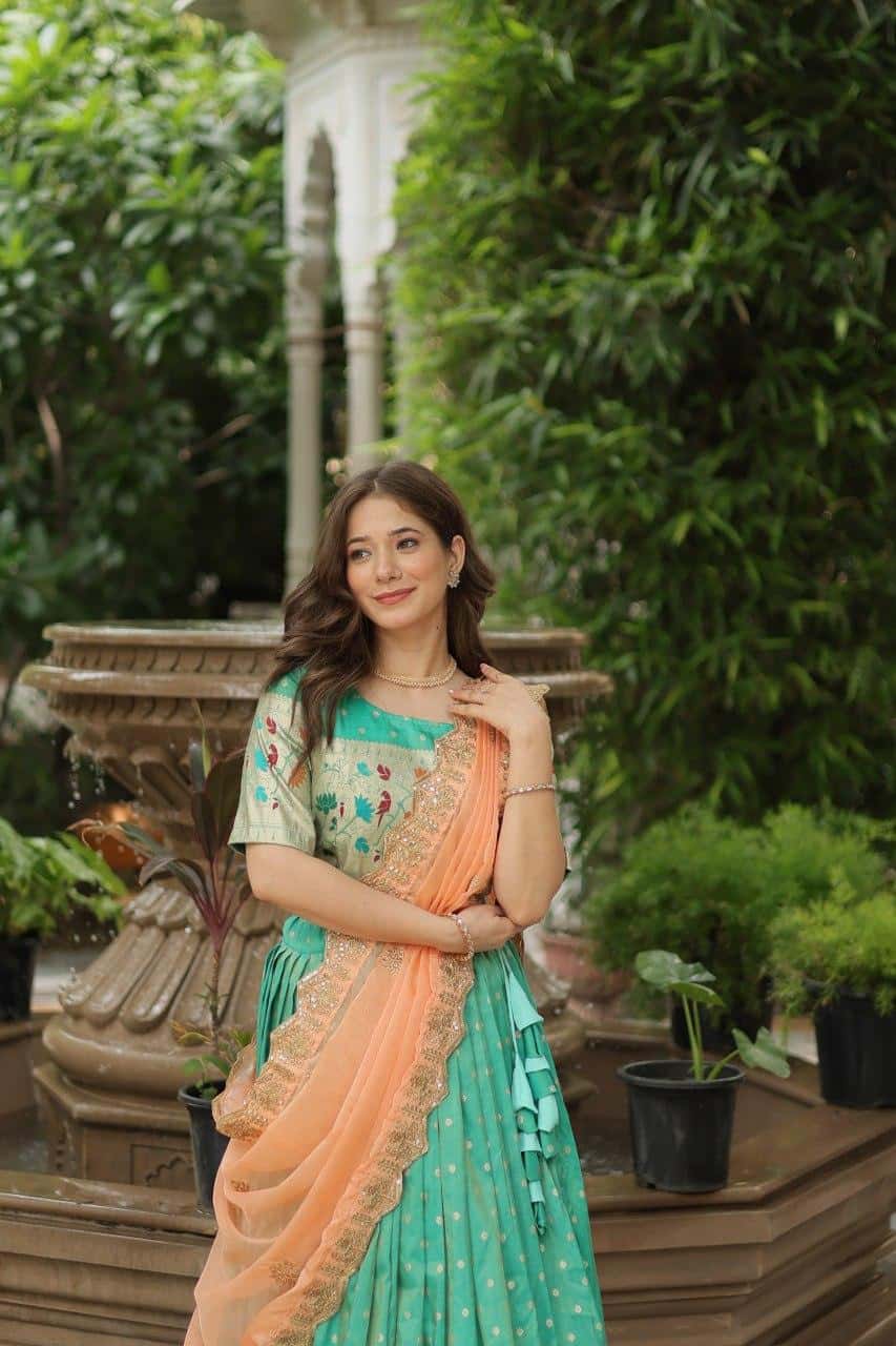 Cosmos Jacquard with Meena Weaving Lehenga Blouse with Dupatta