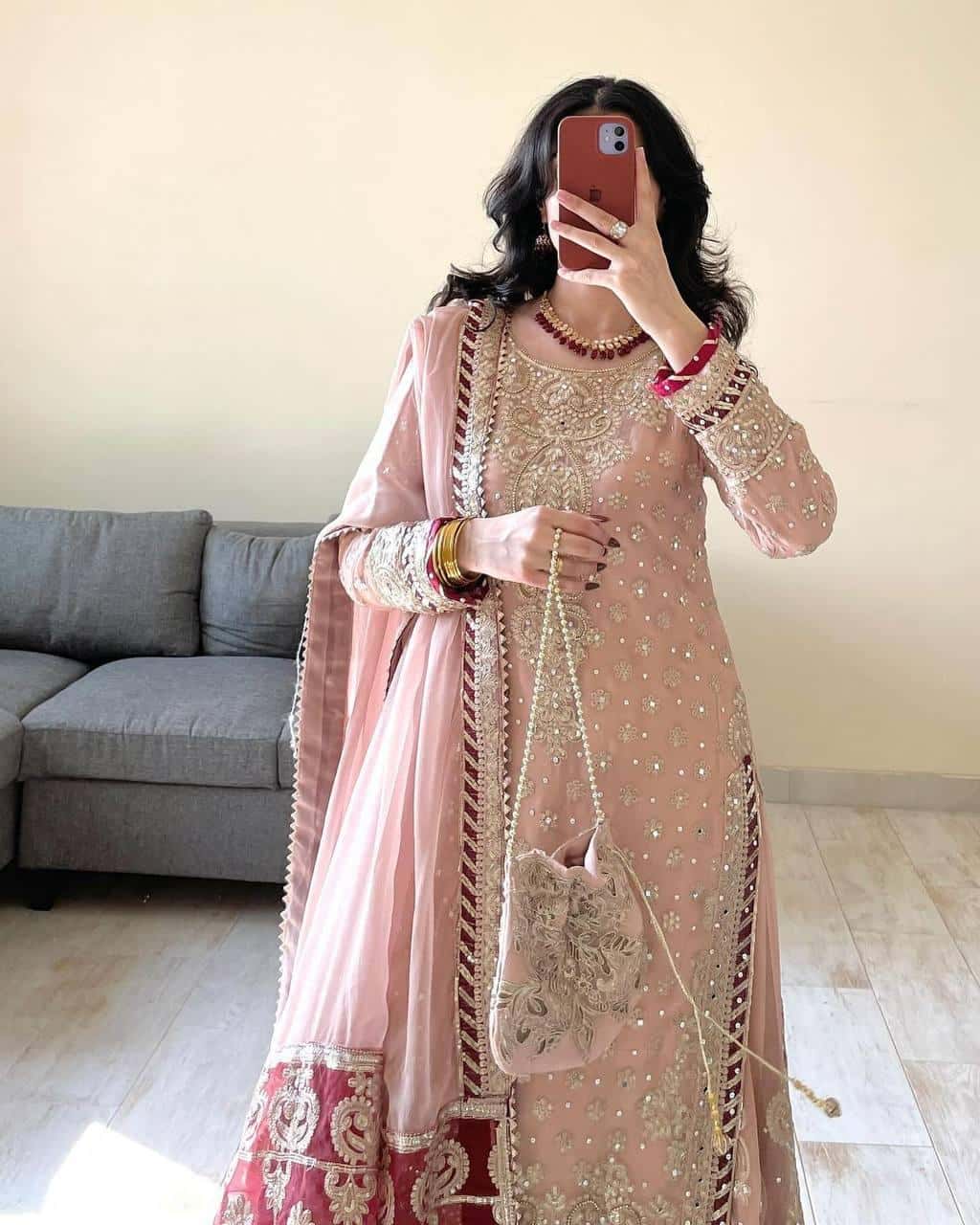 Faux Georgette Kurta Sharara with Dupatta