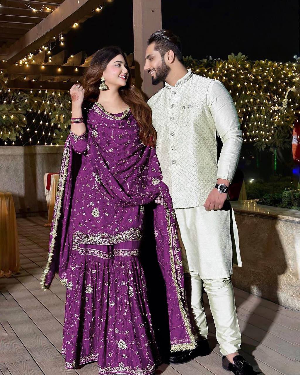 Festival wear Georgette Embroidered Top & Sharara Set with Dupatta