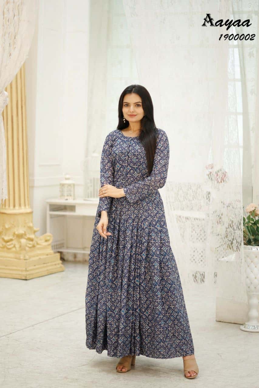 Elegant Faux Georgette Silk Gown with Sequence Embroidery
