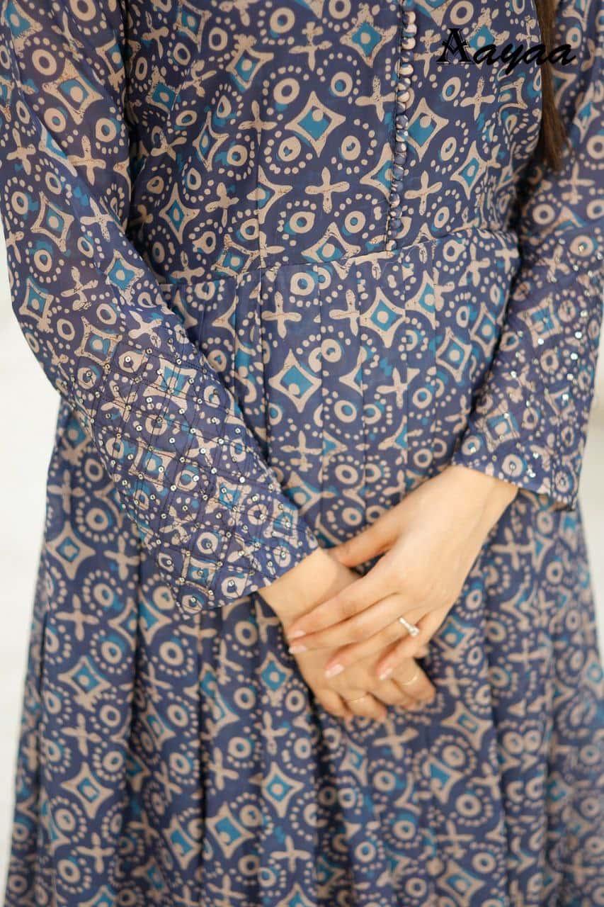 Elegant Faux Georgette Silk Gown with Sequence Embroidery