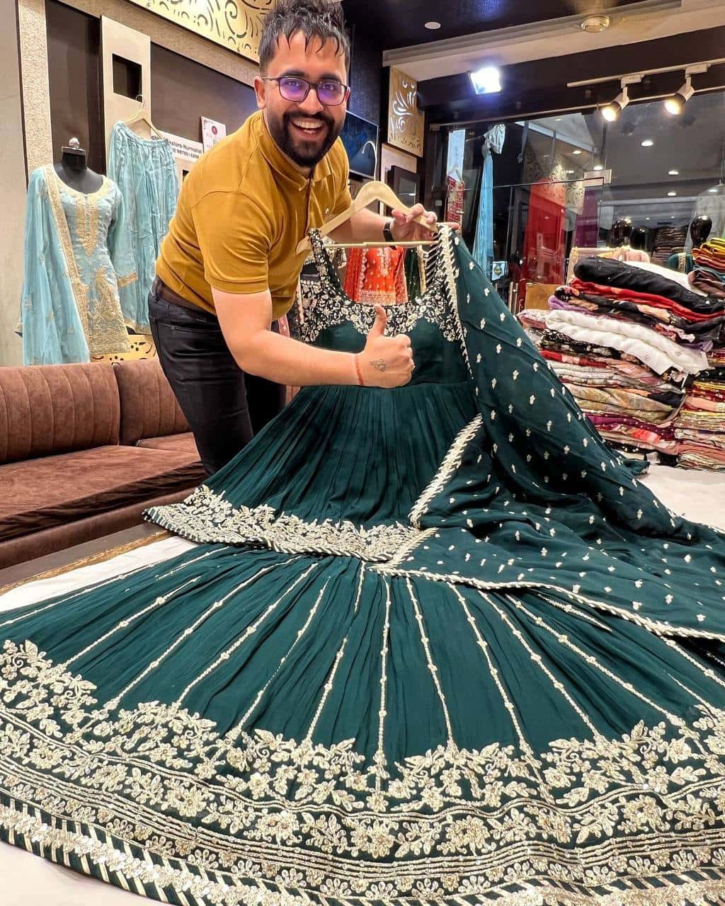 Faux Georgette Kurta Skirt With Dupatta