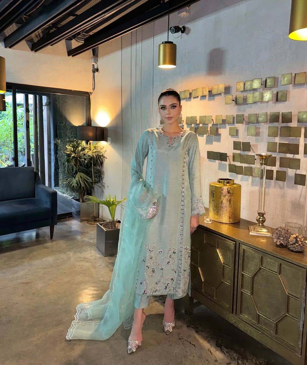 Pure Chinon Silk Kurta Pant with Dupatta