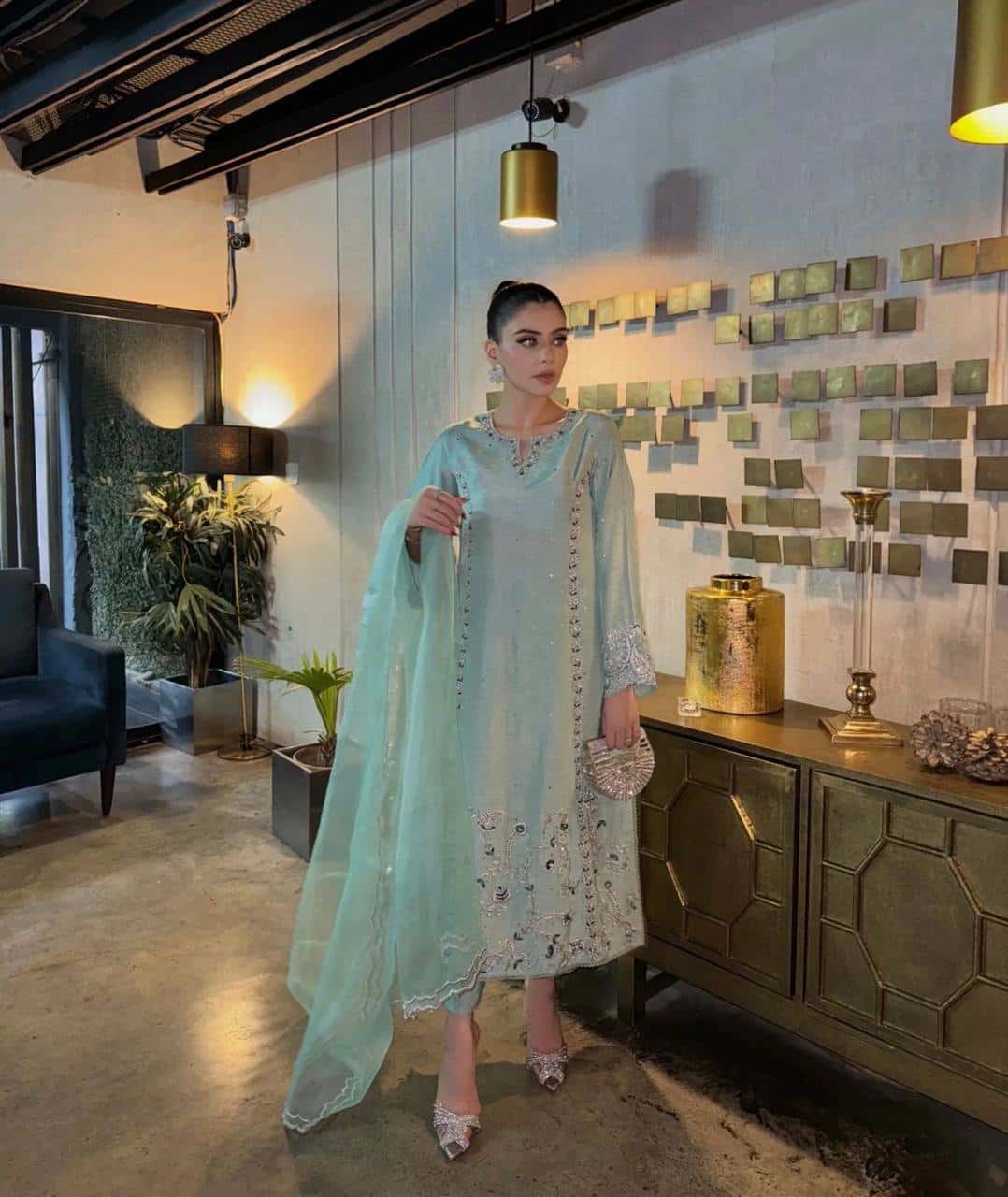 Pure Chinon Silk Kurta Pant with Dupatta