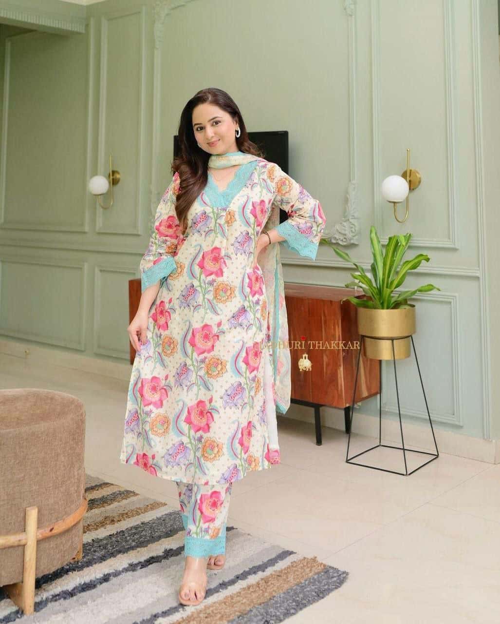 "Premium Cotton Kurta Set with Comfort Fit Pants & Pure Cotton Dupatta"