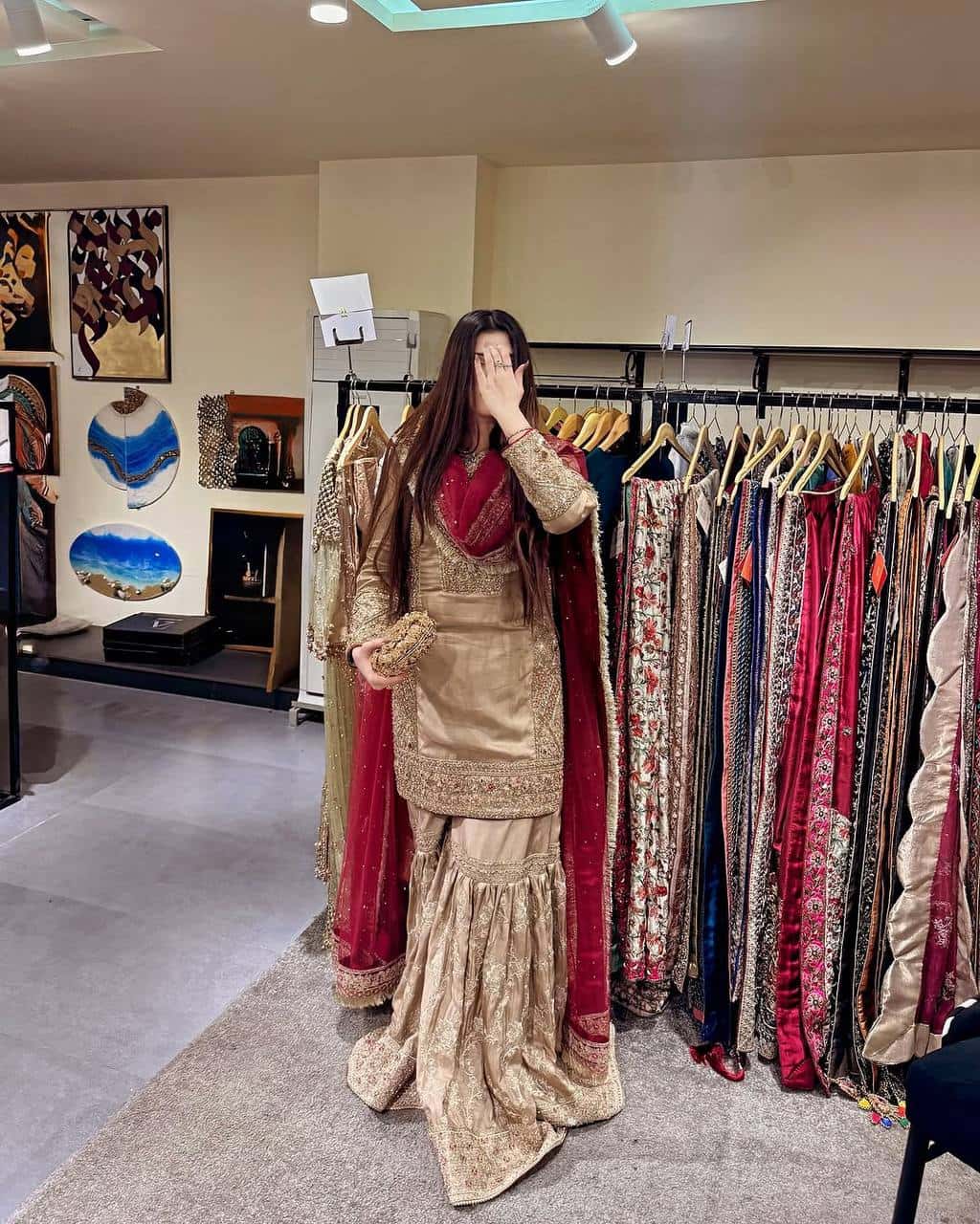 Beautiful chinon silk thread embroidery readymade stitch salwar kameez set