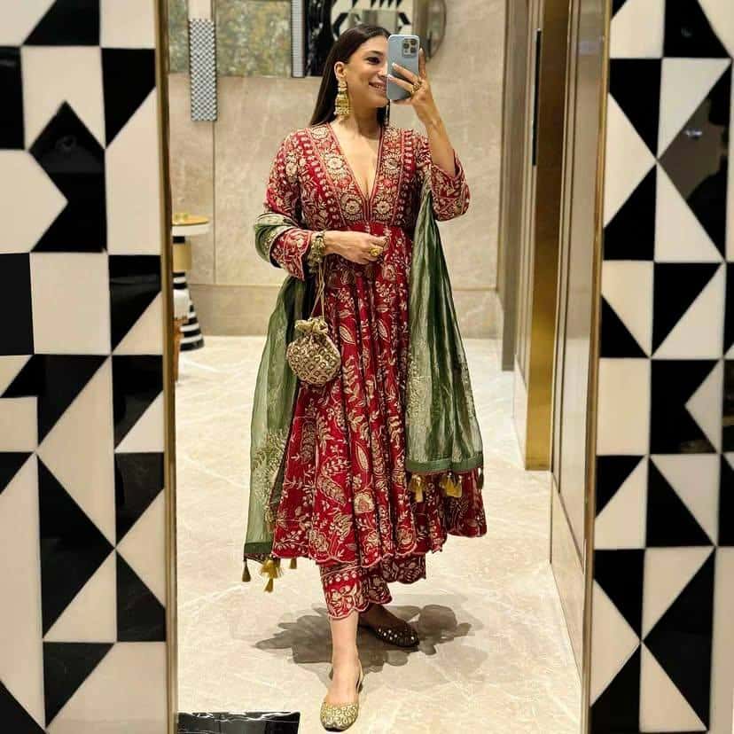 Designer chinon silk embroidery readymade stitch salwar suit