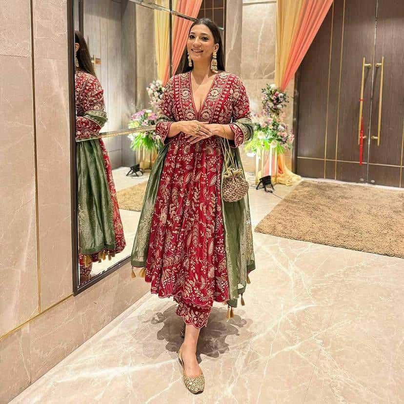 Designer chinon silk embroidery readymade stitch salwar suit