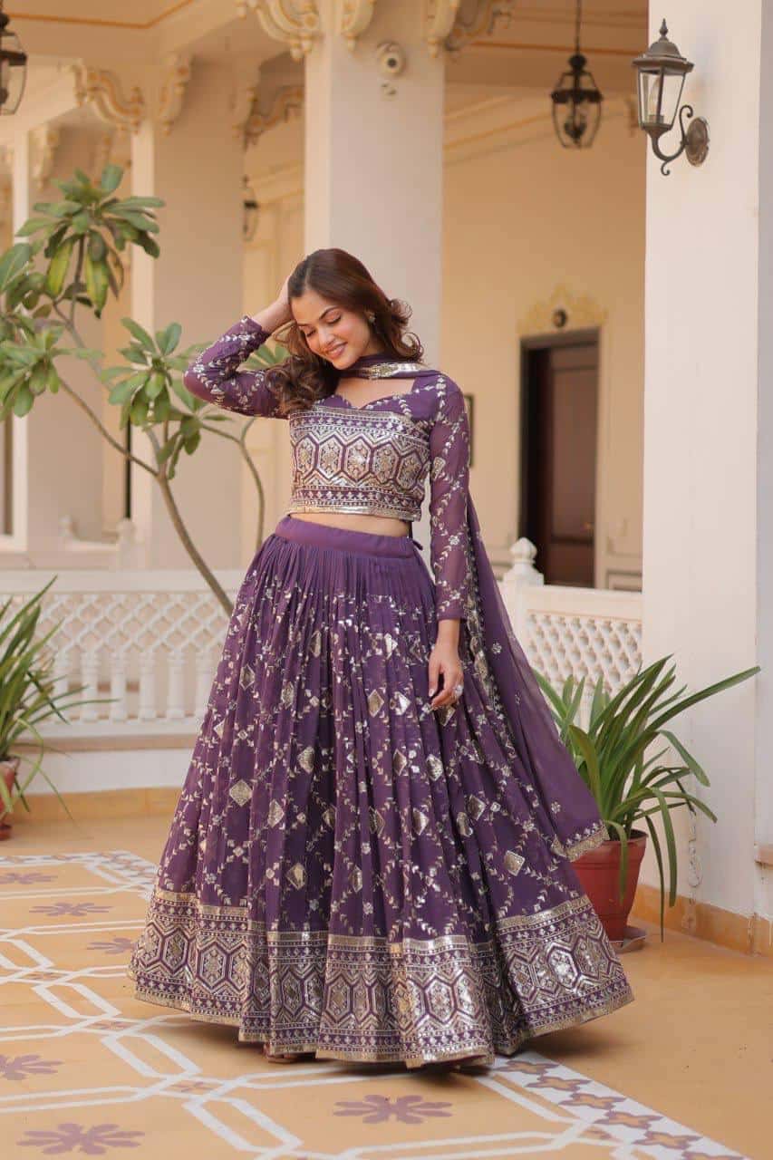 Heavy Faux Georgette Lehenga Choli with Dupatta