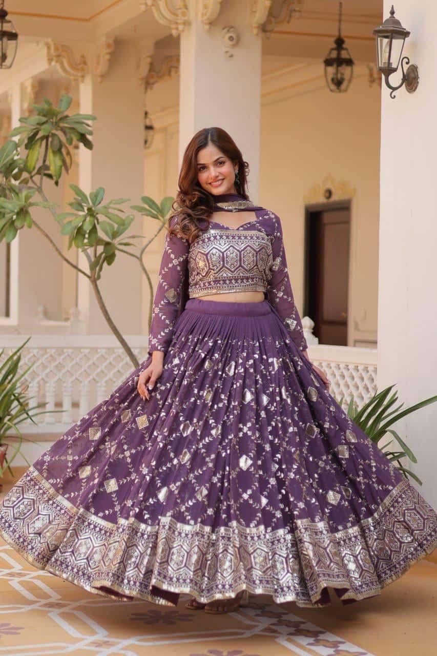Heavy Faux Georgette Lehenga Choli with Dupatta