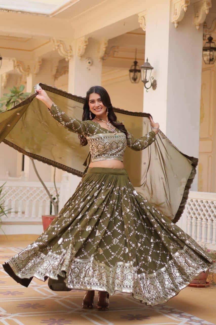Heavy Faux Georgette Lehenga Choli with Dupatta