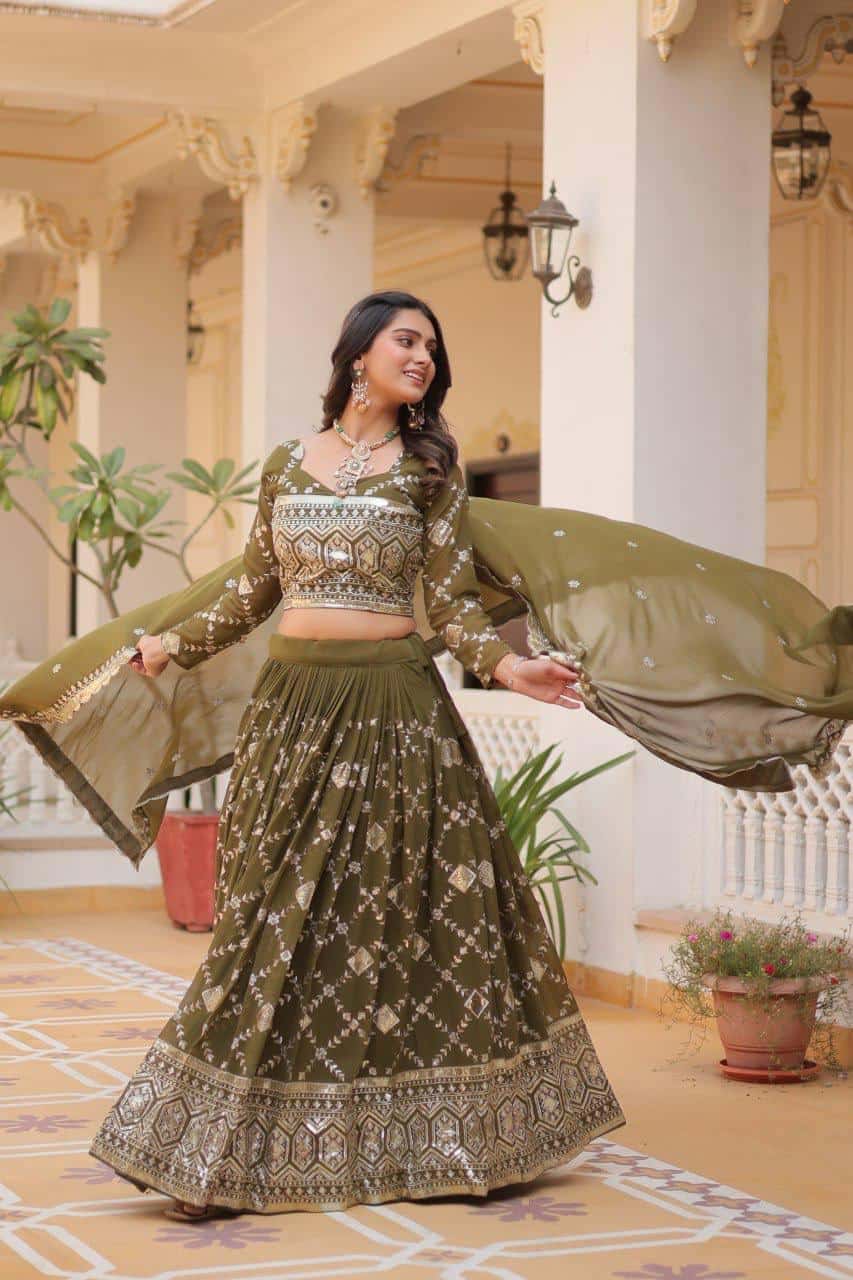 Heavy Faux Georgette Lehenga Choli with Dupatta