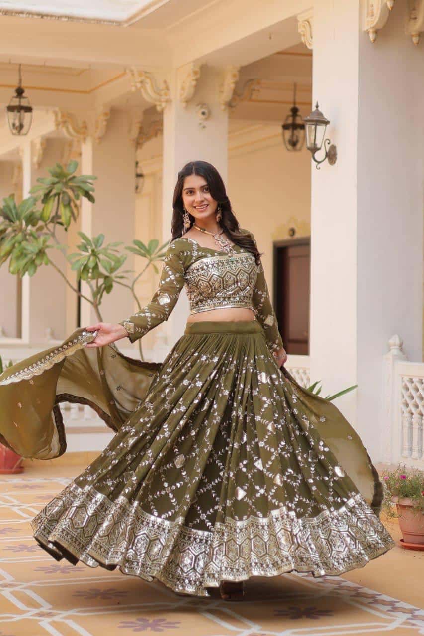 Heavy Faux Georgette Lehenga Choli with Dupatta