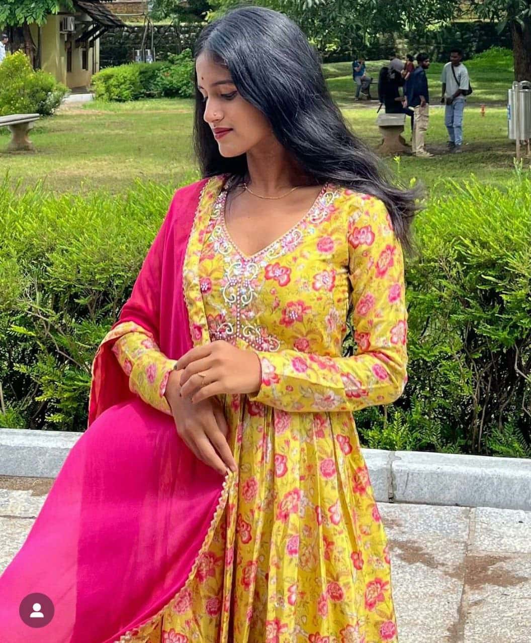 "Chinon Soft Fabric Dress with Stunning Digital Print, Hand Embroidery, and Matching Dupatta & Pant Set"