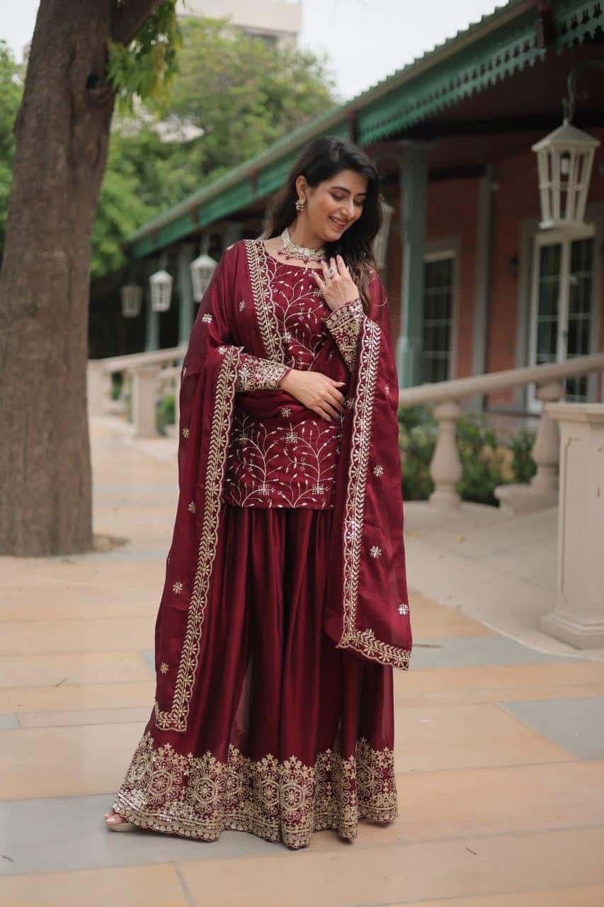 Rangoli Silk Kurta Palazzo with Dupatta