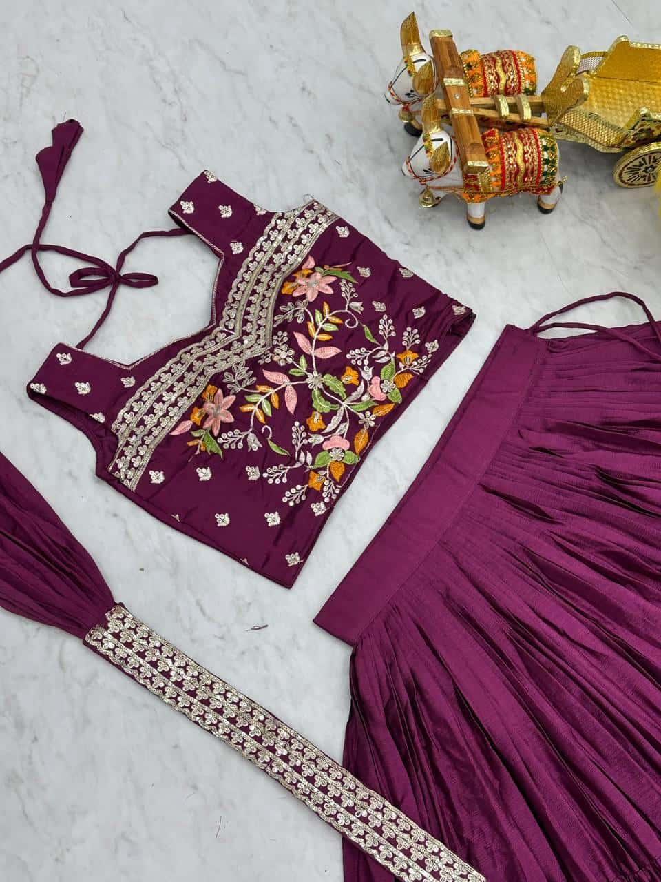 Pure Chinon Kurta Skirt Jacket with Dupatta