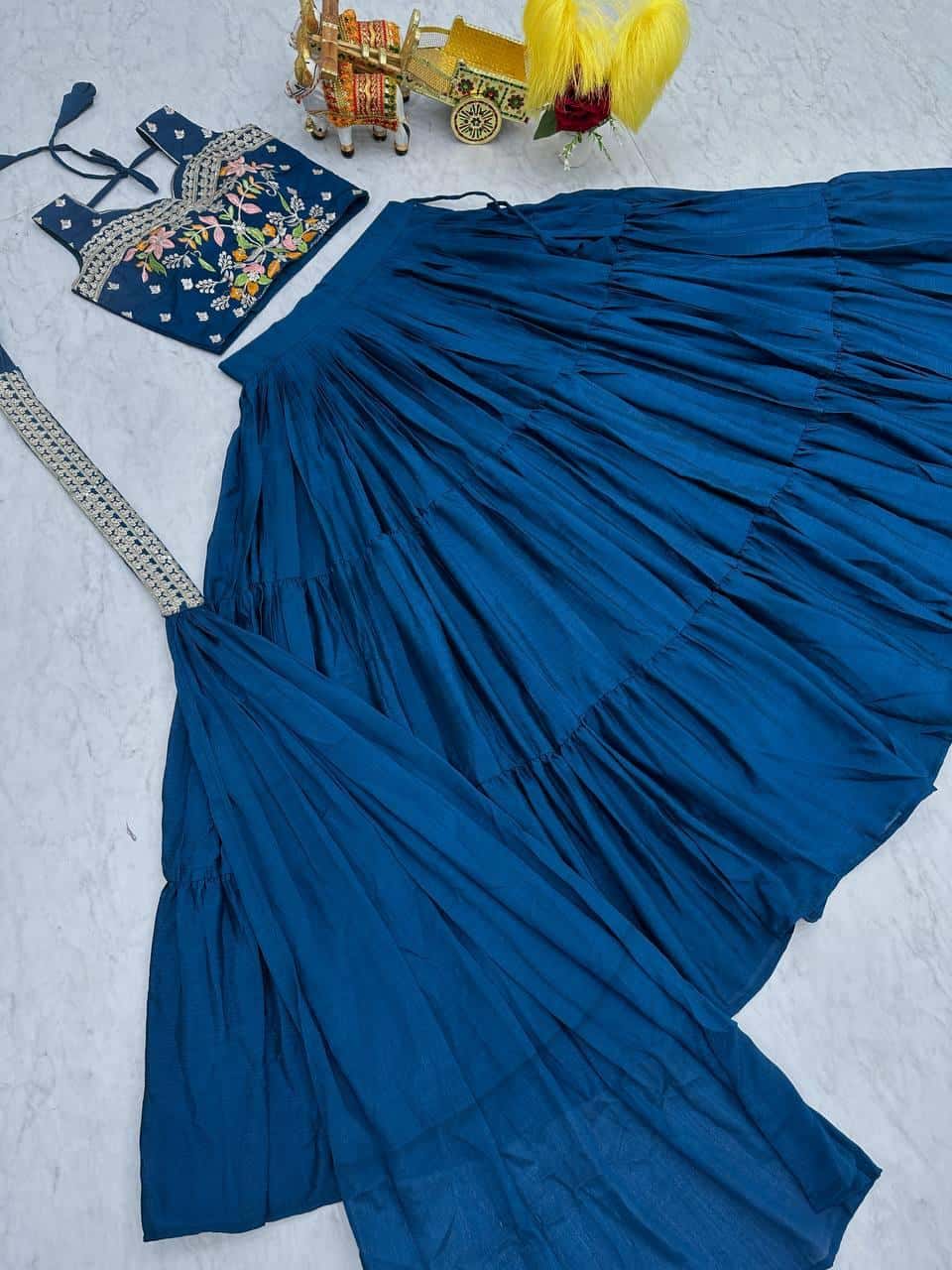 Pure Chinon Kurta Skirt Jacket with Dupatta