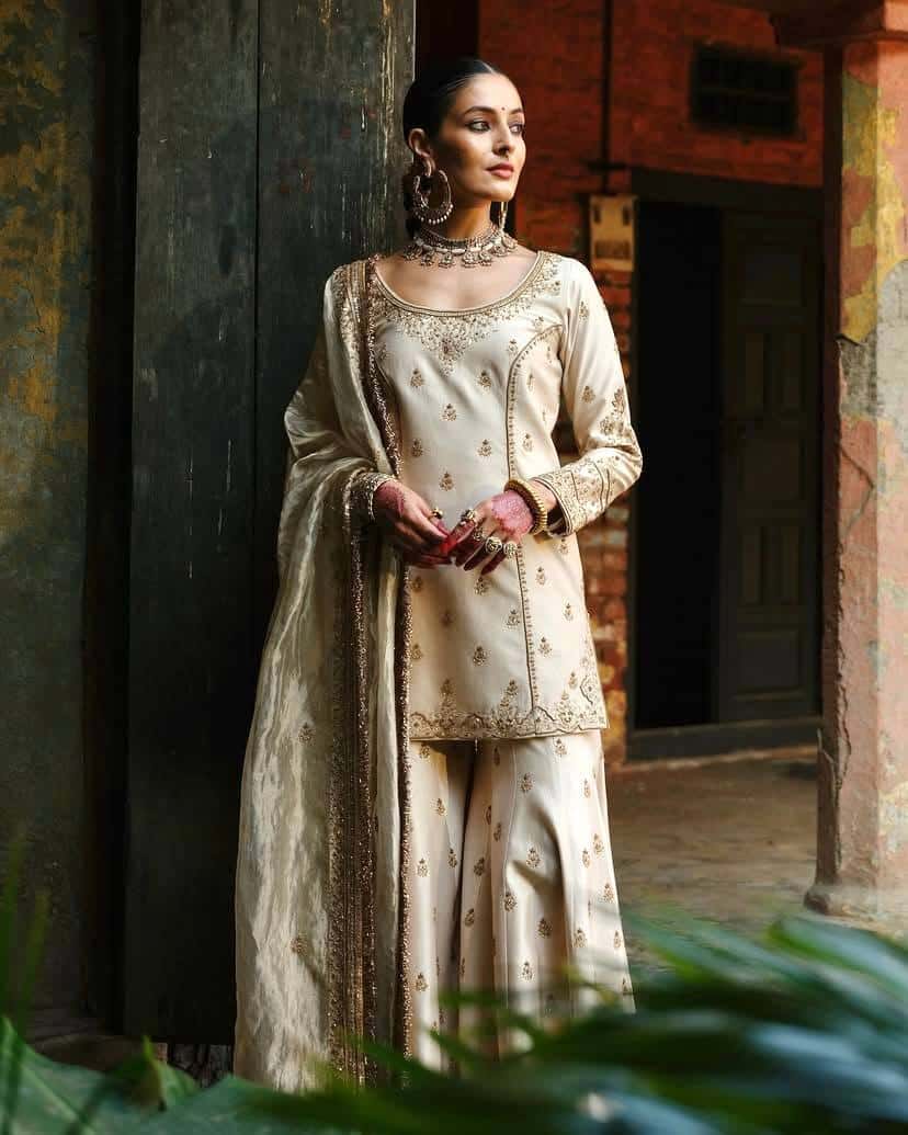 Beautiful gold simar silk readymade stitch salwar kameez suit