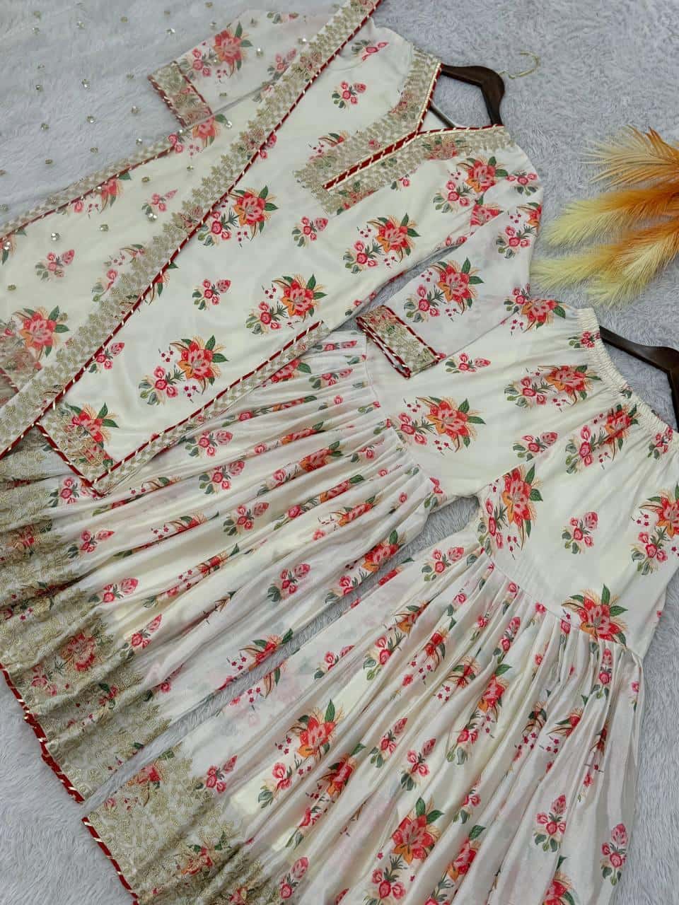 Pure Chinon Silk Kurta Sharara with Dupatta