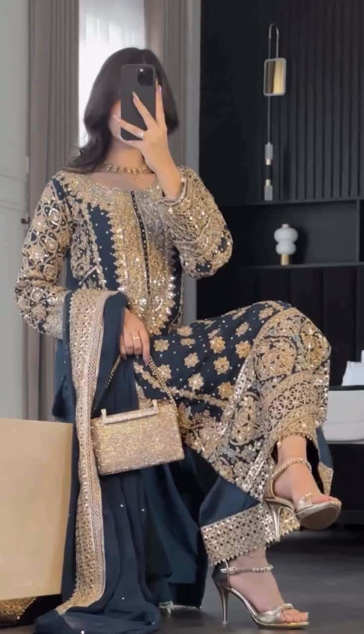 Faux Georgette Kurta Pant with Dupatta